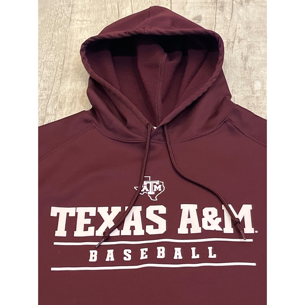 Badger Sport Mens Texas A&M Baseball Hoodie Maroon Performance Sweatshirt Large
